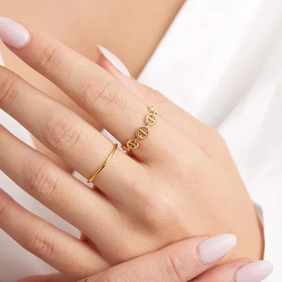 Gorjana 18k Gold Plated Port Ring Womens Size 6 and 8 New With Tags - Picture 2 of 6